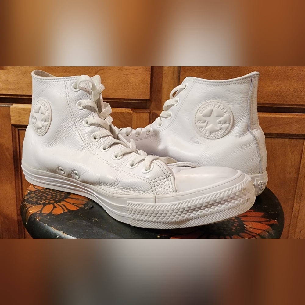 White leather High top Converse